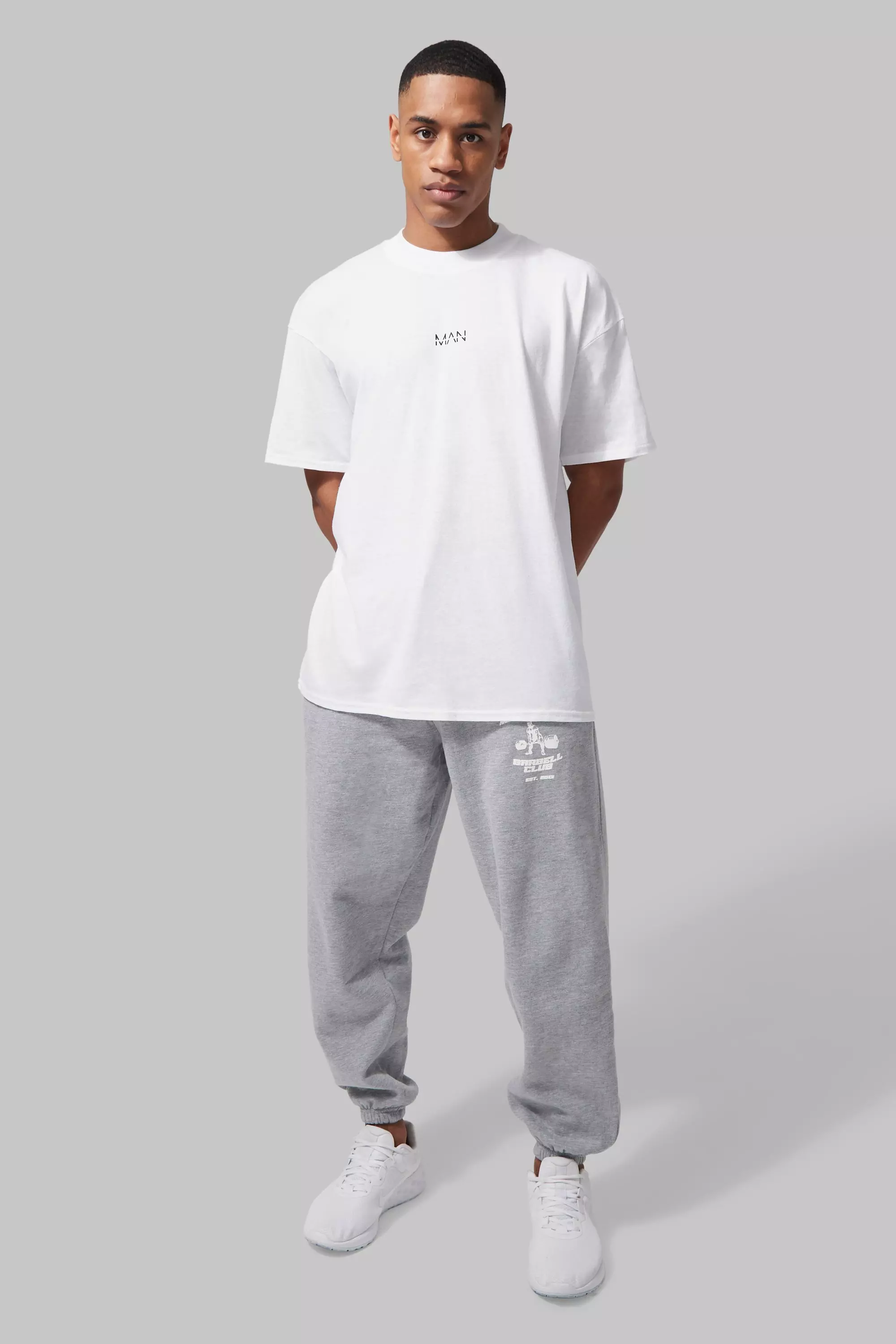 Man Active Oversized Barbell Club Sweatpants boohooMAN USA